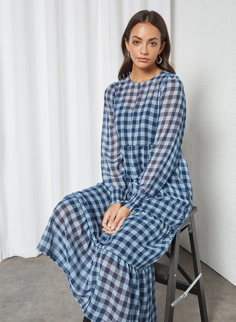 اونلي Gingham Tiered Dress ألور