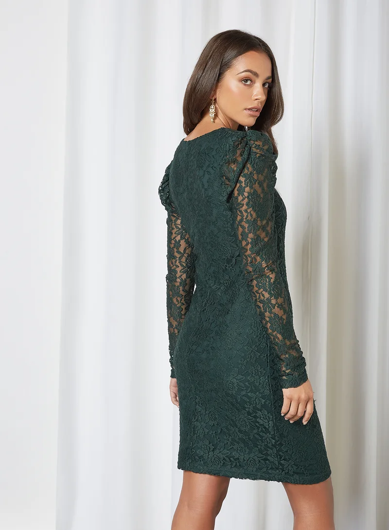 ONLY Lace Bodycon Dress Scarab