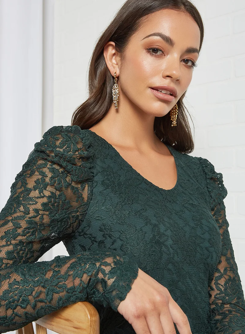 ONLY Lace Bodycon Dress Scarab