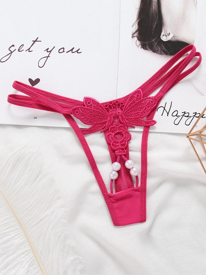 Secret T-Back Hollow Out Exquisite Thong Pink 