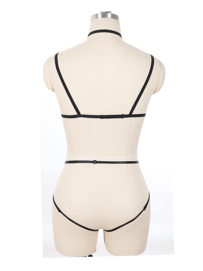 2-Piece Comfy Hollow Out  Secret Bra Lingerie Set Black  - Image 5