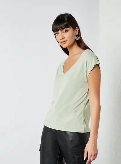 VERO MODA V-Neck Top Desert Sage