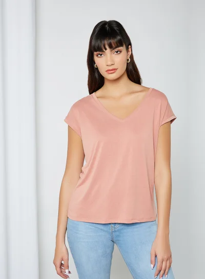VERO MODA V-Neck Top Old Rose
