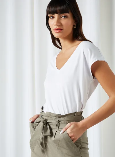 VERO MODA V-Neck Top Bright White
