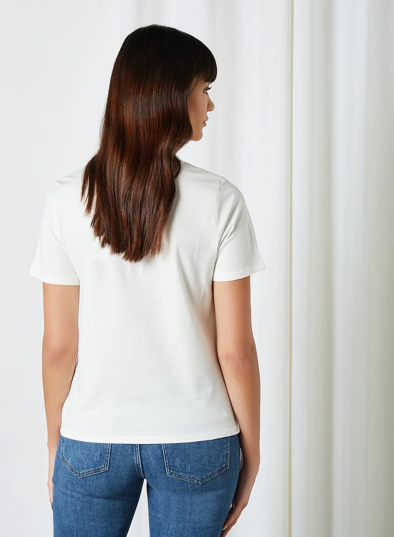 VERO MODA Front Graphic T-Shirt White Shoe Print