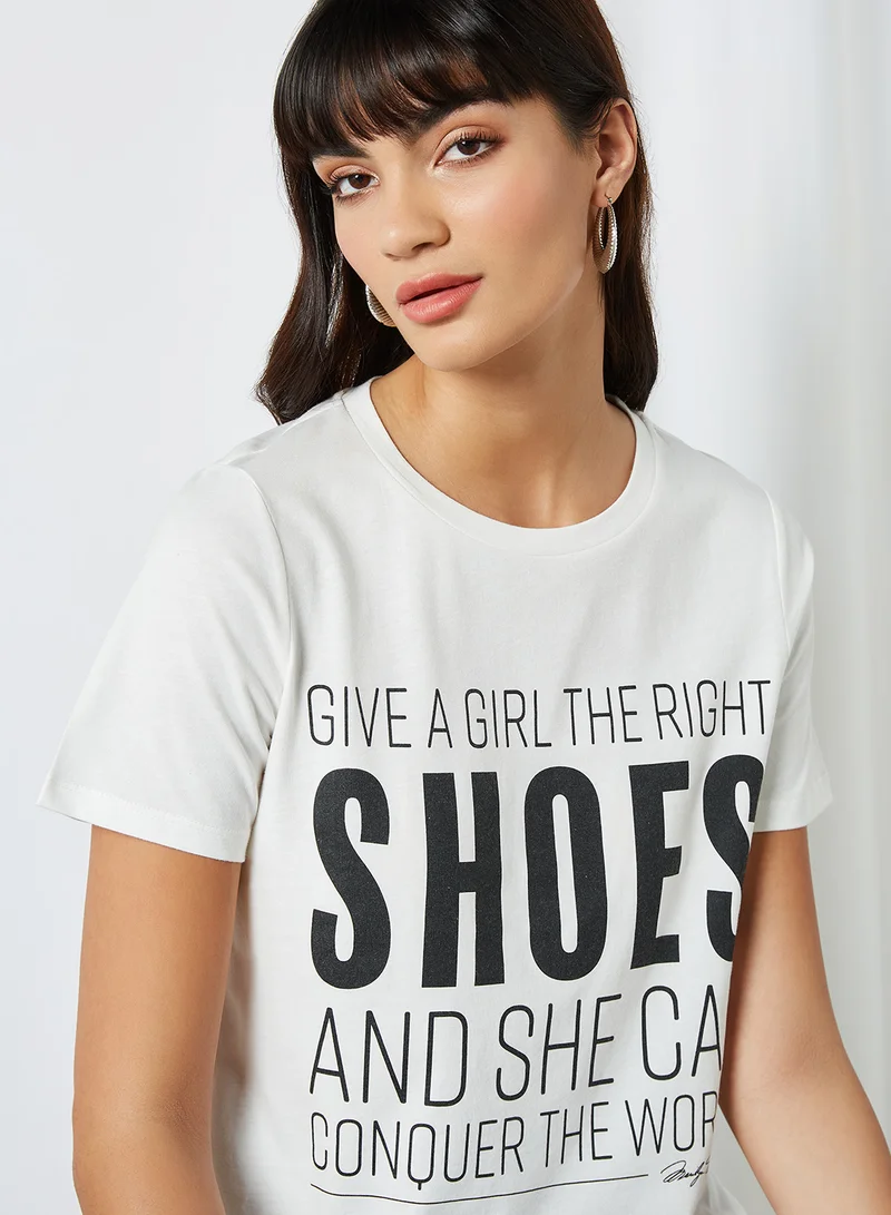 VERO MODA Front Graphic T-Shirt White Shoe Print