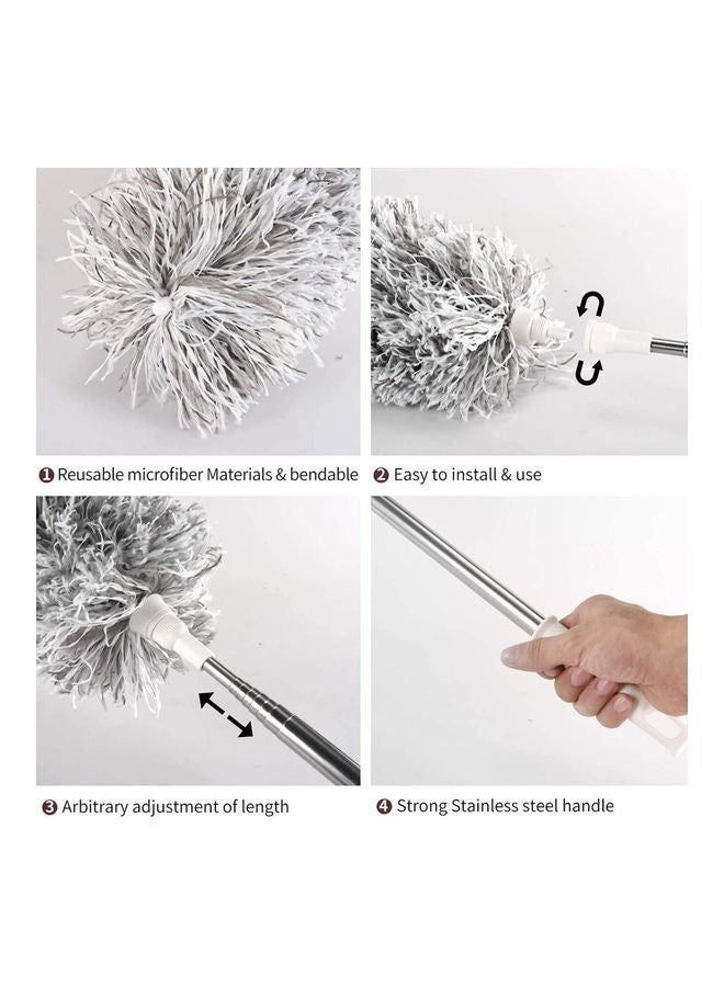 AIWANTO Microfiber Duster with Extension Pole Grey/Silver/White - Image 2