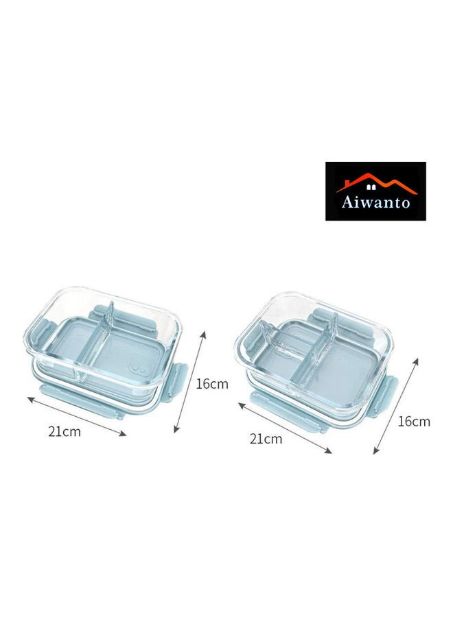 3 Compartment Lunch Box With Lid Glass Blue/Clear 21x16cm - v1614145053/N44698287A_4