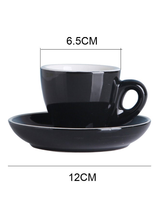 شور مجموعة فنجان قهوة مع صحن من السيراميك مكونة من قطعتين أسود/ أبيض 6.5x6.5x7سم  - Image 4