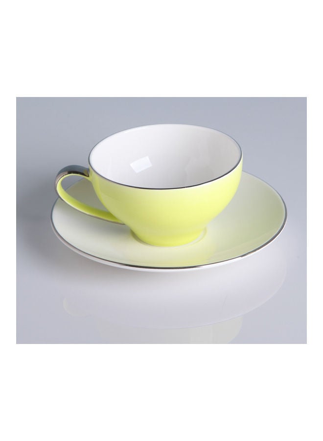 Shuer 2-Piece Ceramic Coffee Cup And Saucer Set Green/White 150ml - Image 2