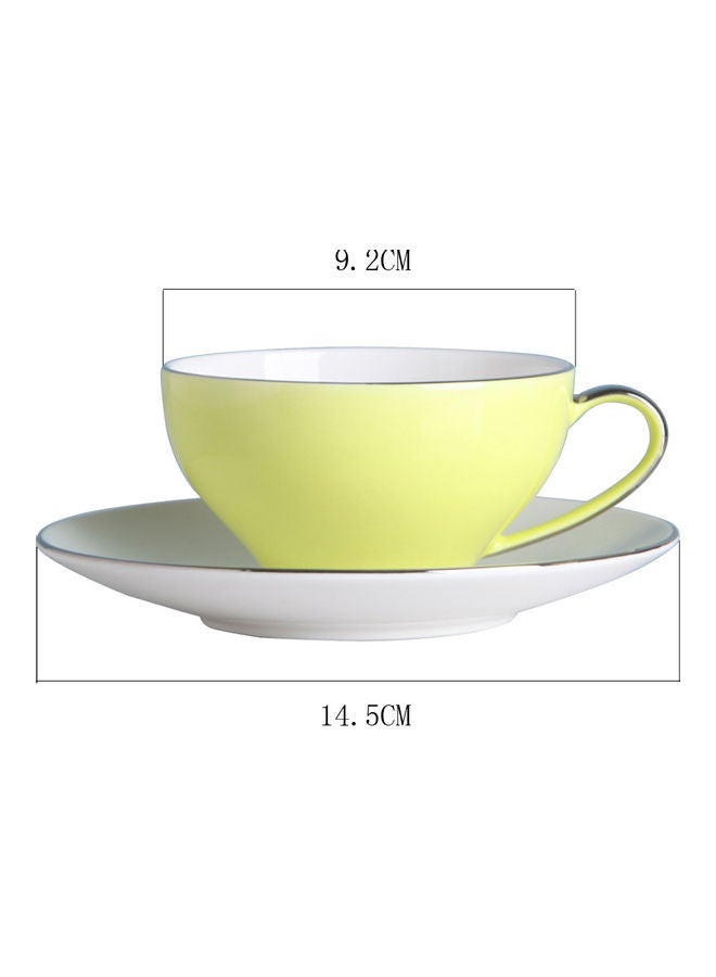 Shuer 2-Piece Ceramic Coffee Cup And Saucer Set Green/White 150ml - Image 3