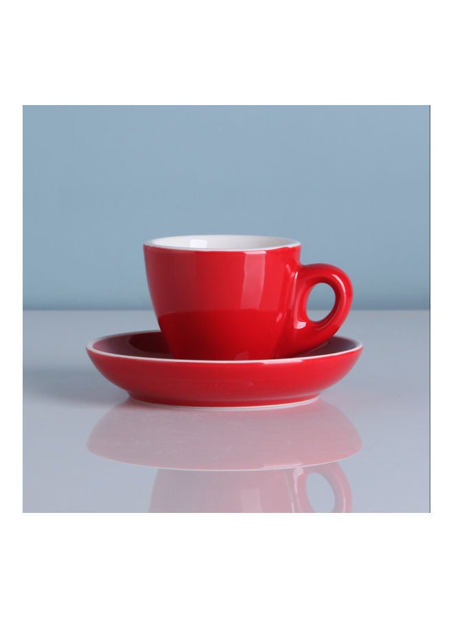 Shuer 2-Piece Ceramic Coffee Cup And Saucer Set Red/White 6.5x6.5x7cm - Image 3