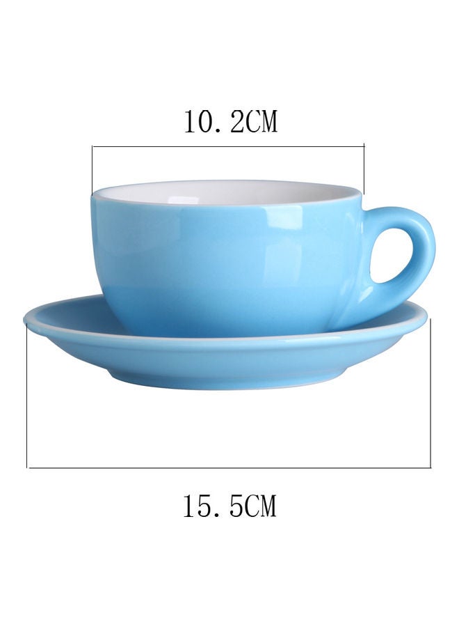 شور مجموعة فنجان قهوة مع صحن من السيراميك مكونة من قطعتين أزرق/ أبيض 10.2x10.2x7سم  - Image 4