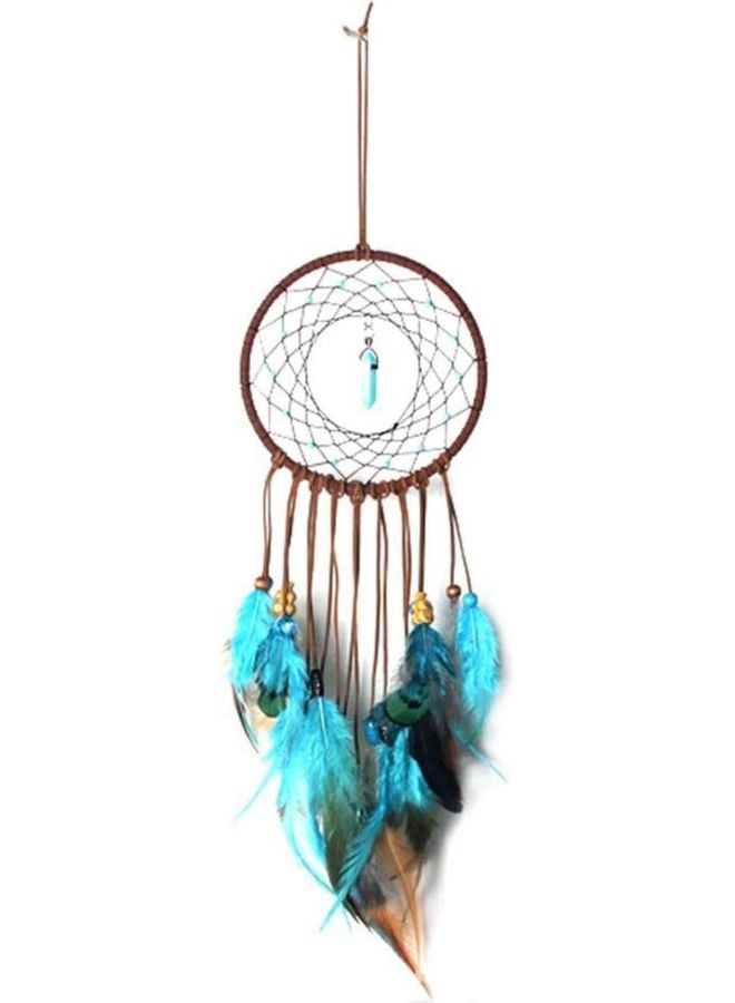 XiuWoo Decorative Handmade Feather Lace Dream Catcher Blue/Brown  - Image 1