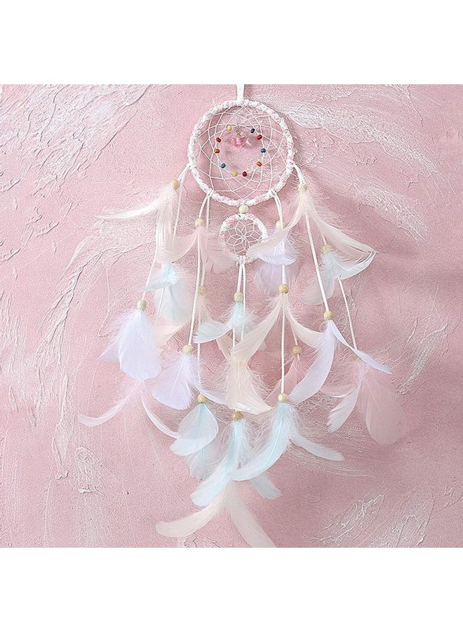 شو وو صائدة الأحلام المعلقة، مصنوعة يدوياً من الريش للزينة أبيض - Image 3
