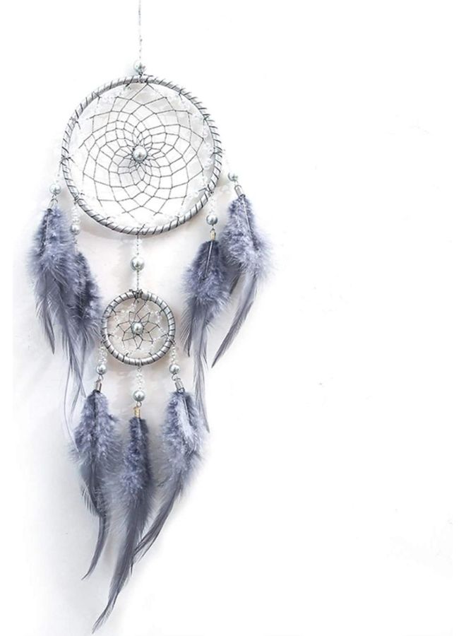 XiuWoo Decorative Handmade Feather Lace Dream Catcher Grey/Silver  - Image 1