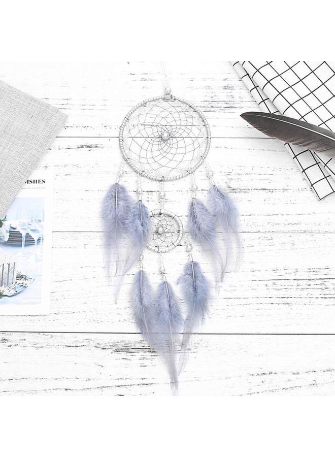 XiuWoo Decorative Handmade Feather Lace Dream Catcher Grey/Silver  - Image 2