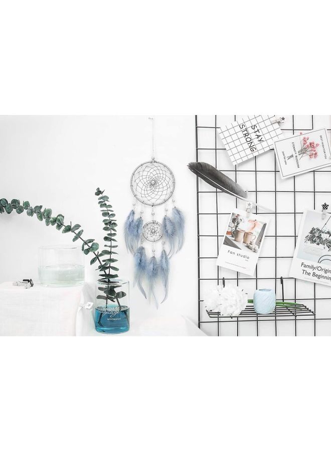 XiuWoo Decorative Handmade Feather Lace Dream Catcher Grey/Silver  - Image 4