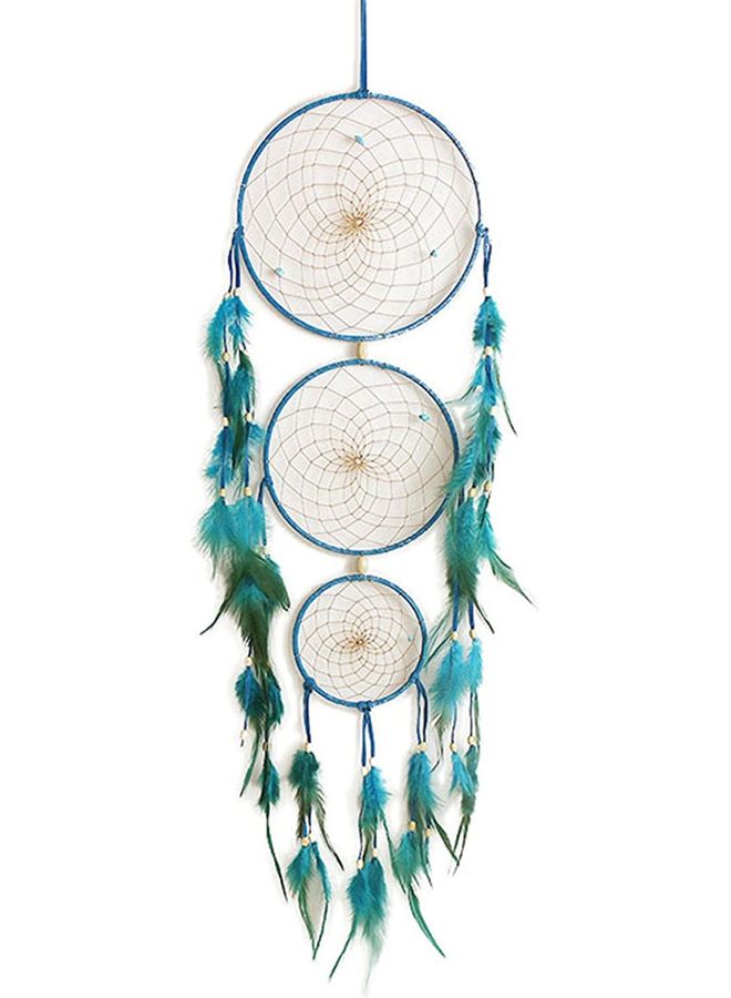 XiuWoo Decorative Handmade Feather Lace Dream Catcher Blue/Green  - Image 1