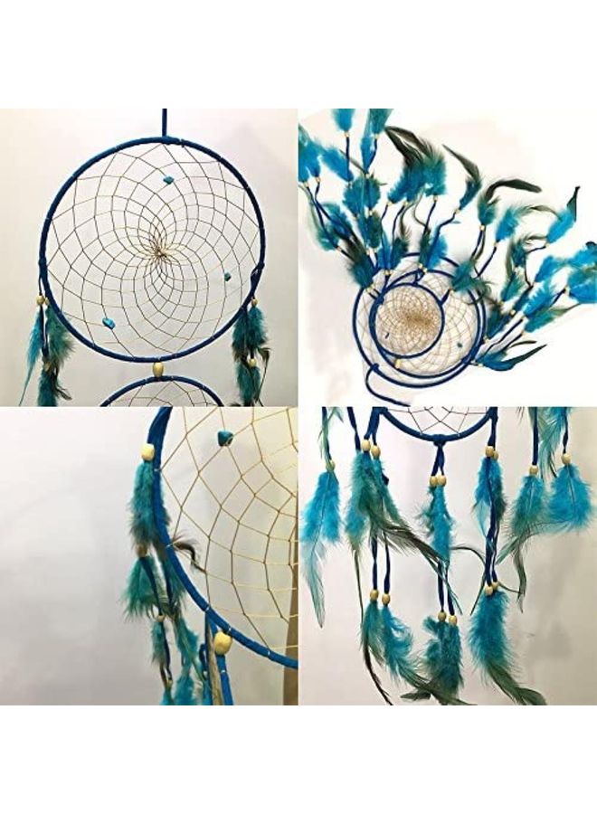 XiuWoo Decorative Handmade Feather Lace Dream Catcher Blue/Green  - Image 2