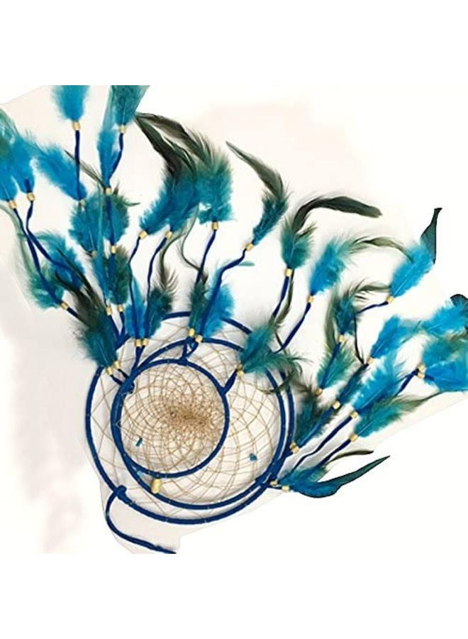 XiuWoo Decorative Handmade Feather Lace Dream Catcher Blue/Green  - Image 3