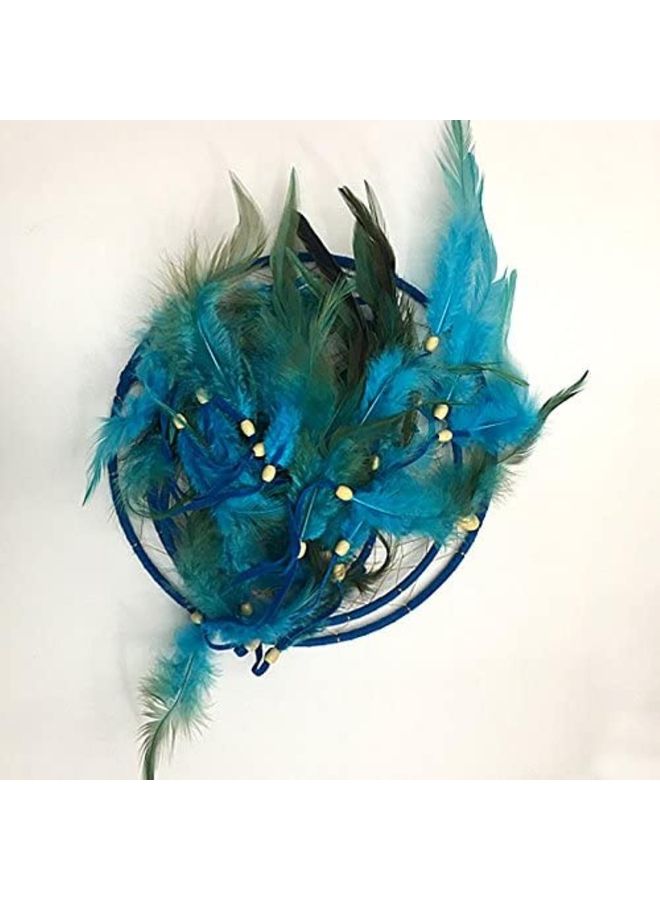XiuWoo Decorative Handmade Feather Lace Dream Catcher Blue/Green  - Image 4