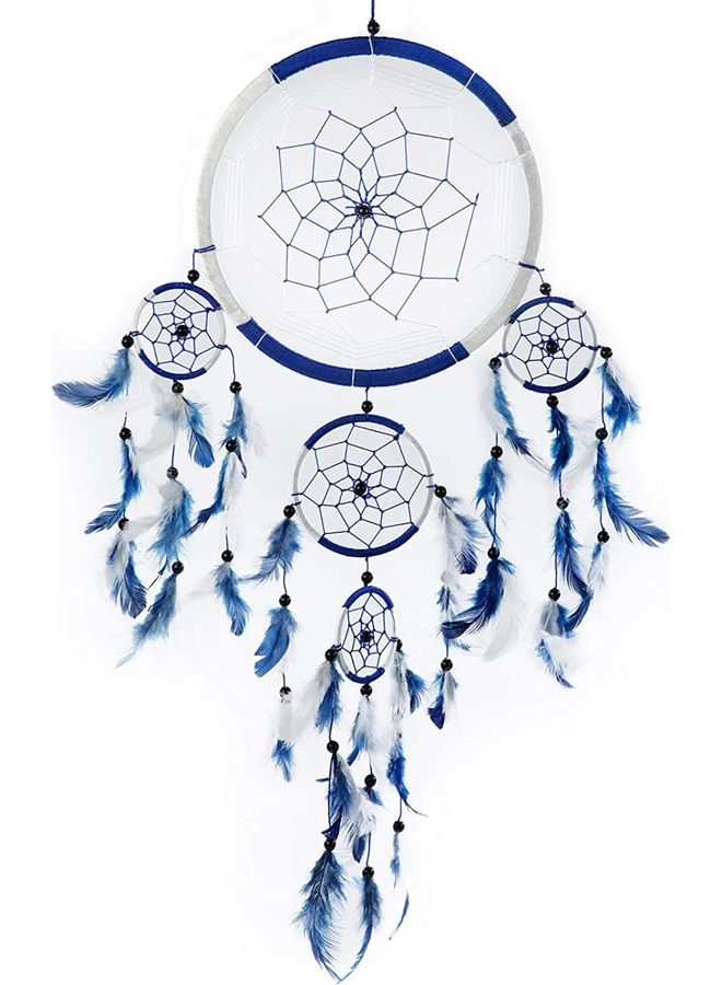XiuWoo Handmade Natural Feather Dream Catcher Blue  - Image 1