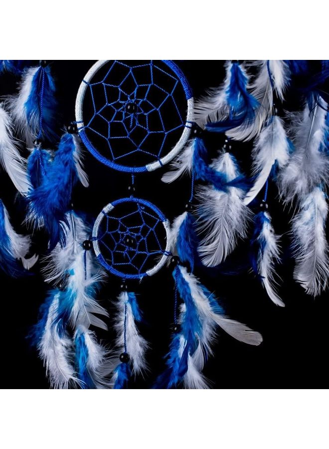 XiuWoo Handmade Natural Feather Dream Catcher Blue  - Image 3
