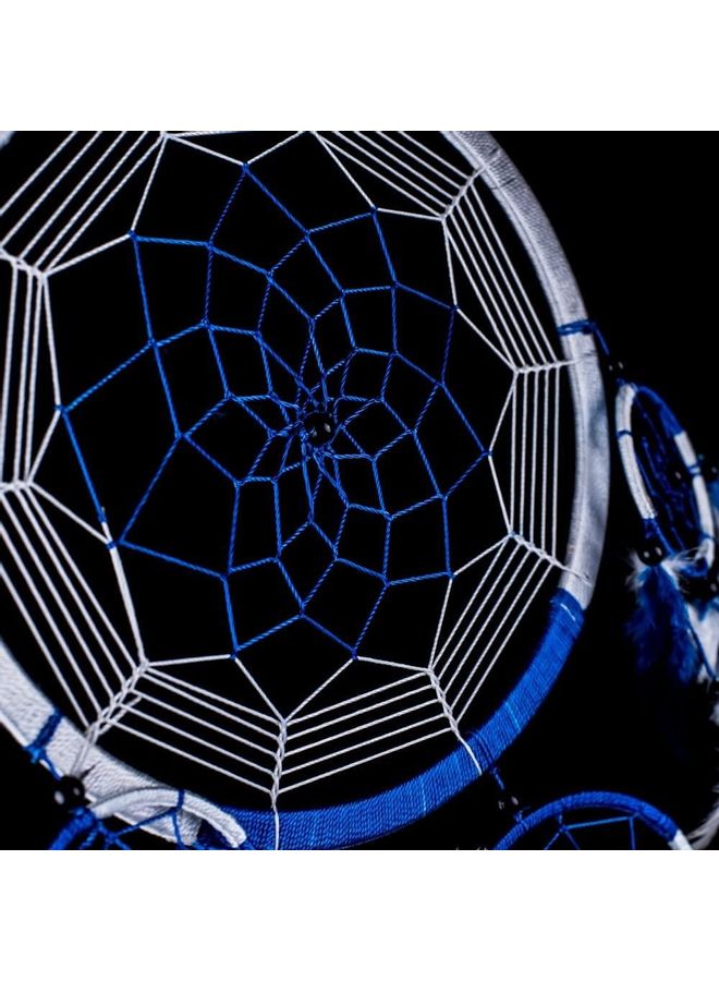 XiuWoo Handmade Natural Feather Dream Catcher Blue  - Image 4