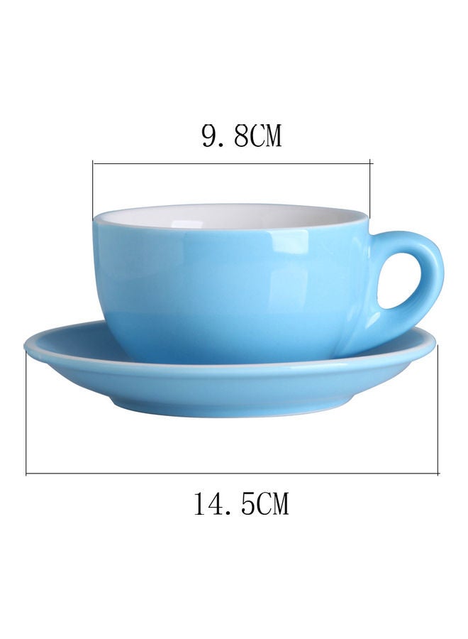 شور مجموعة فنجان قهوة مع صحن من السيراميك مكونة من قطعتين أزرق/ أبيض 9.8x9.8x7سم  - Image 4