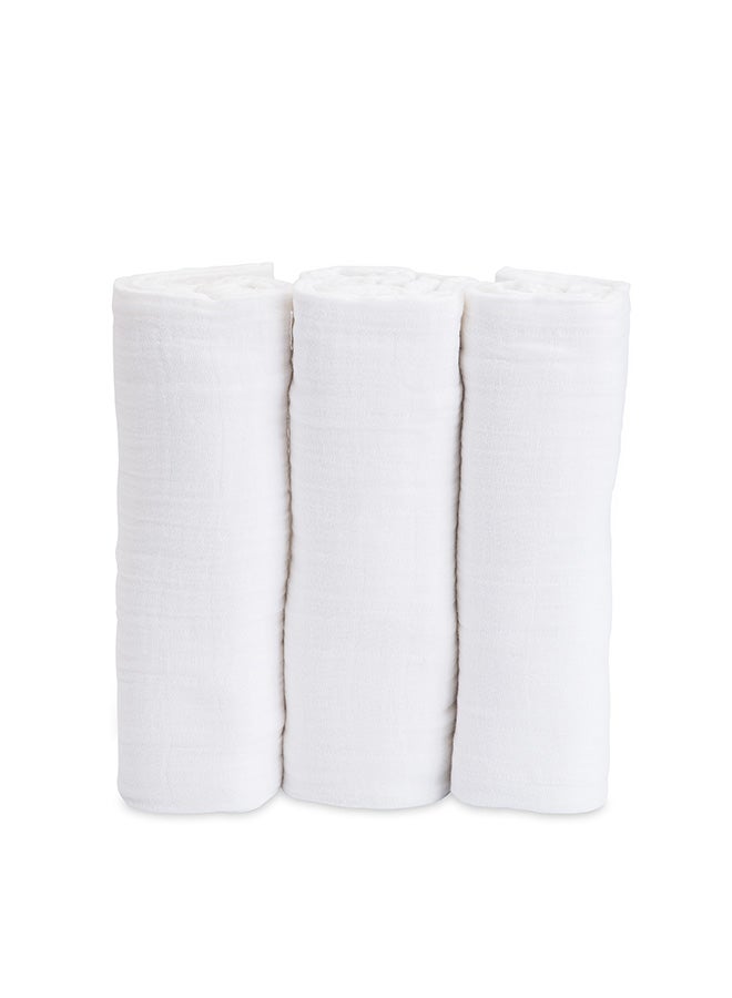 little unicorn Cotton Muslin Swaddle 3 Pack Set White  - Image 1