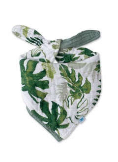 little unicorn Cotton Muslin Reversible Bandana Bib  Tropical Leaf  - Image 2