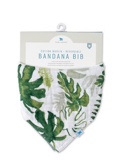 little unicorn Cotton Muslin Reversible Bandana Bib  Tropical Leaf  - Image 3