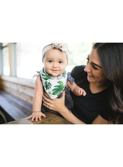 little unicorn Cotton Muslin Reversible Bandana Bib  Tropical Leaf  - Image 5