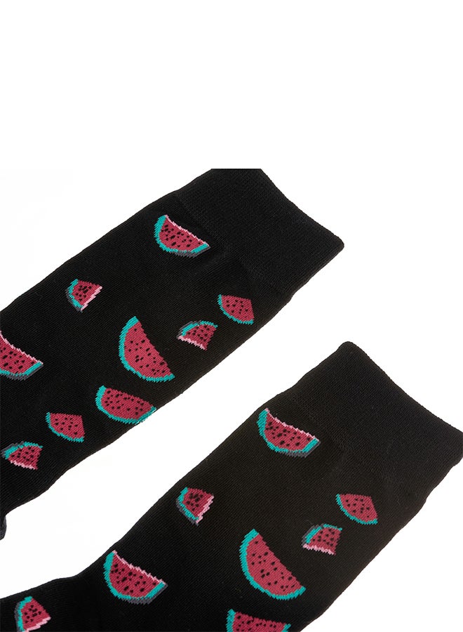 Pair Of Printed Socks Black/Pink  - Image 3