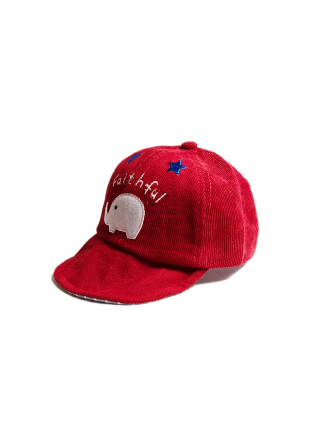 babyqlo Elephant Print Base-Ball Style Cap Red/White - Image 2