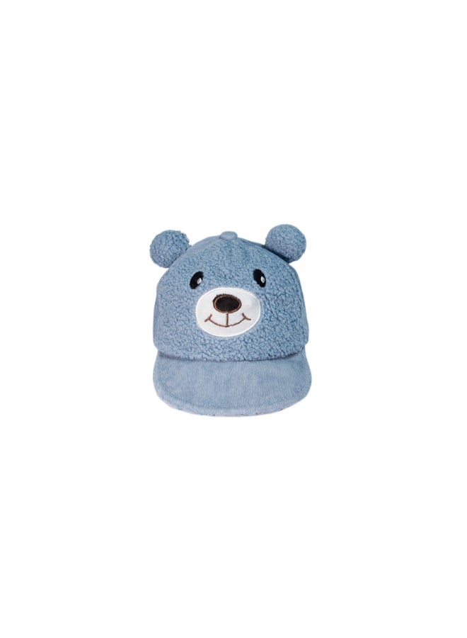babyqlo - Cute Bear Face Feature Base-Ball Style Soft Cap Blue - Image 1