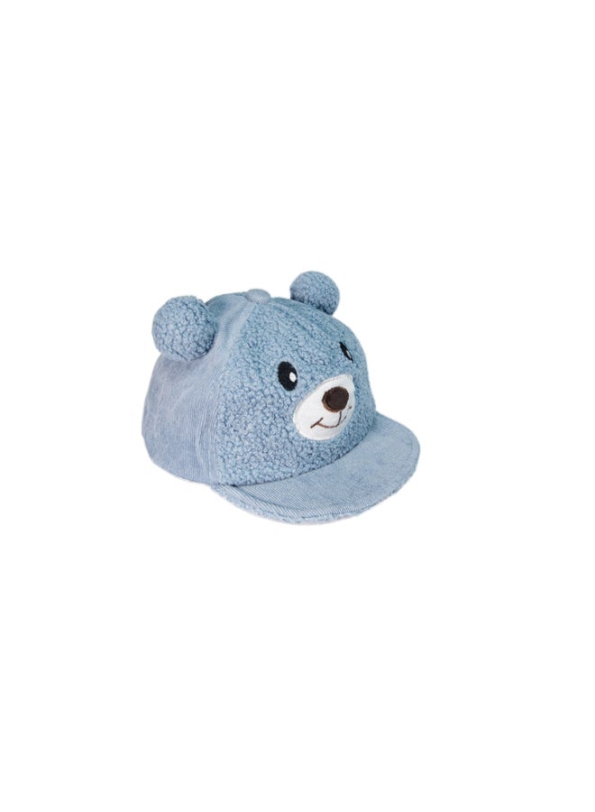 babyqlo - Cute Bear Face Feature Base-Ball Style Soft Cap Blue - Image 1
