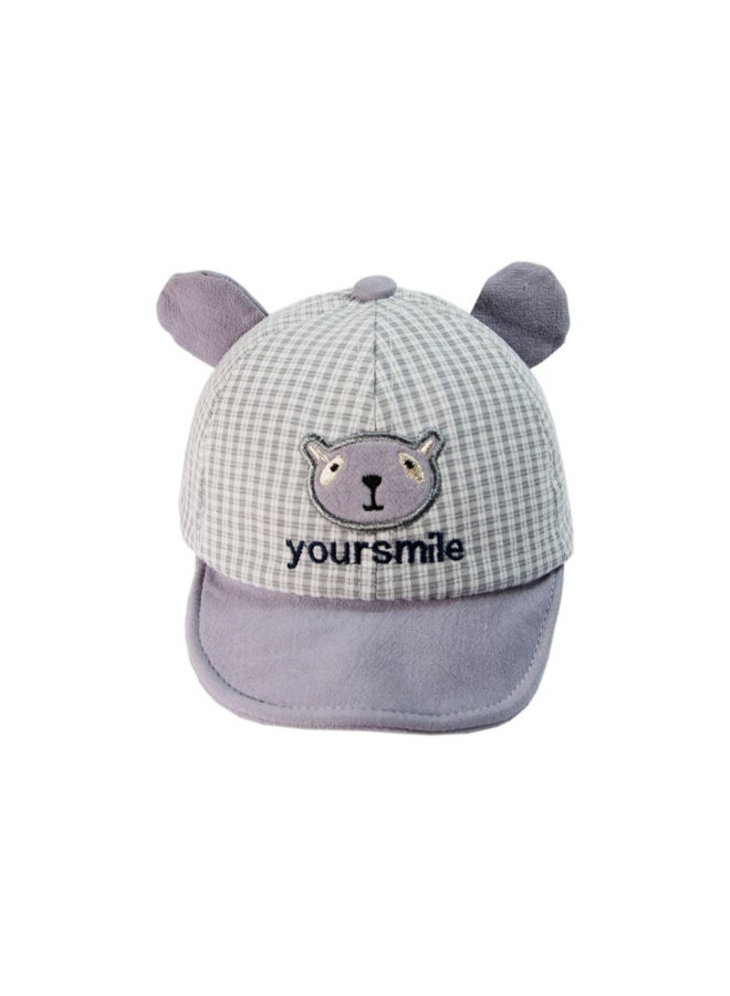babyqlo - Cute Bear Ear Feature Base-Ball Style Soft Cap Grey - Image 1