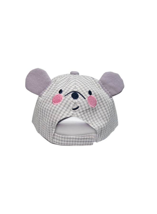 babyqlo - Cute Bear Ear Feature Base-Ball Style Soft Cap Grey - Image 1