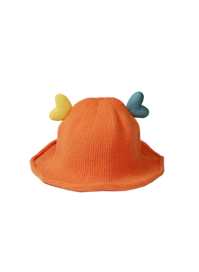 babyqlo - Applique Detail Bucket Style Cap Orange - Image 1