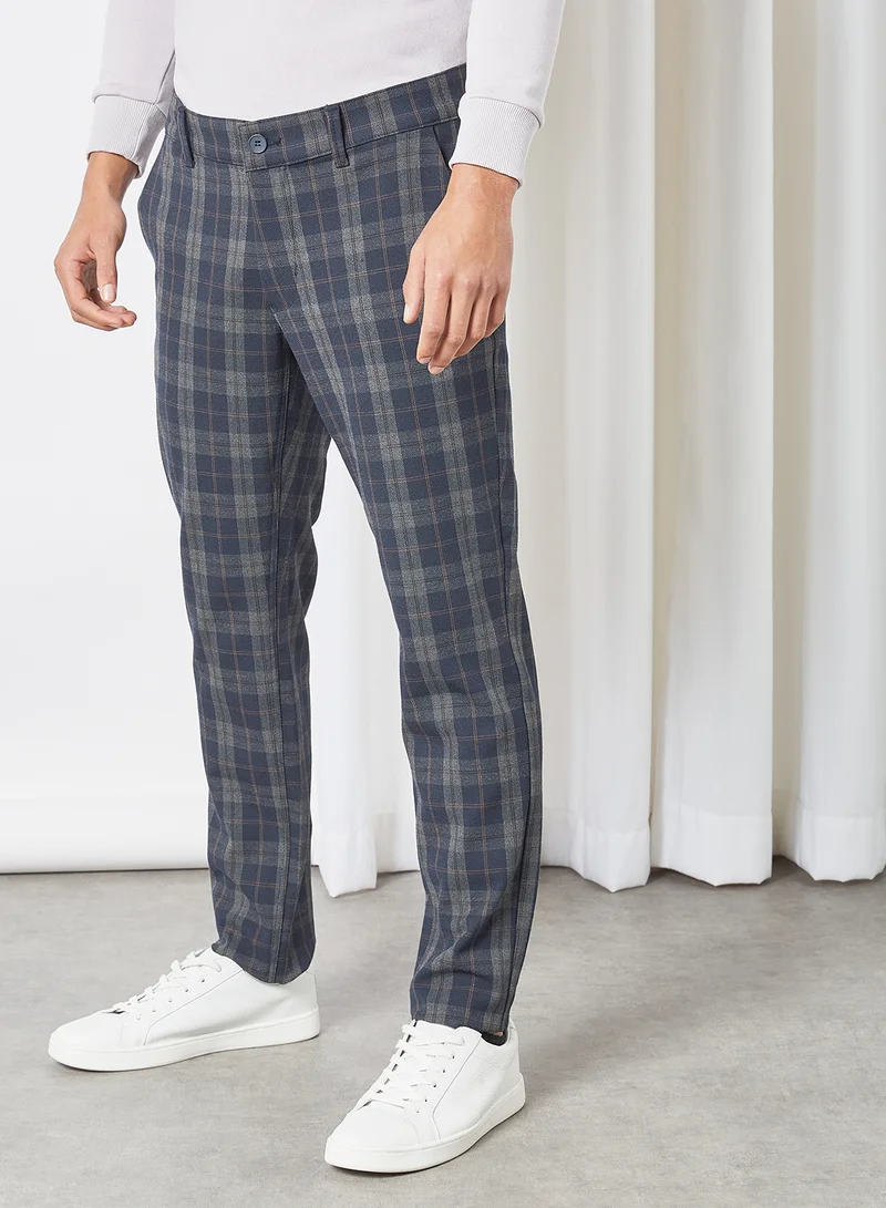Only & Sons Checked Pants Dark Navy