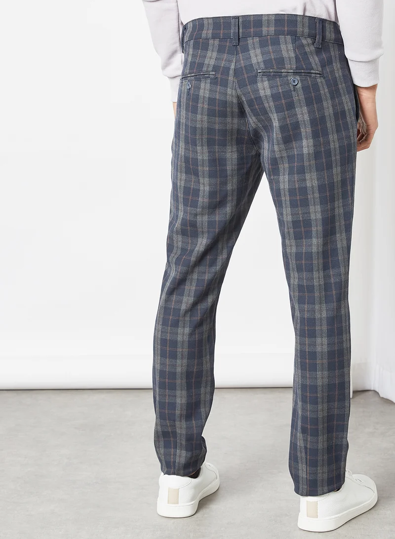 Only & Sons Checked Pants Dark Navy
