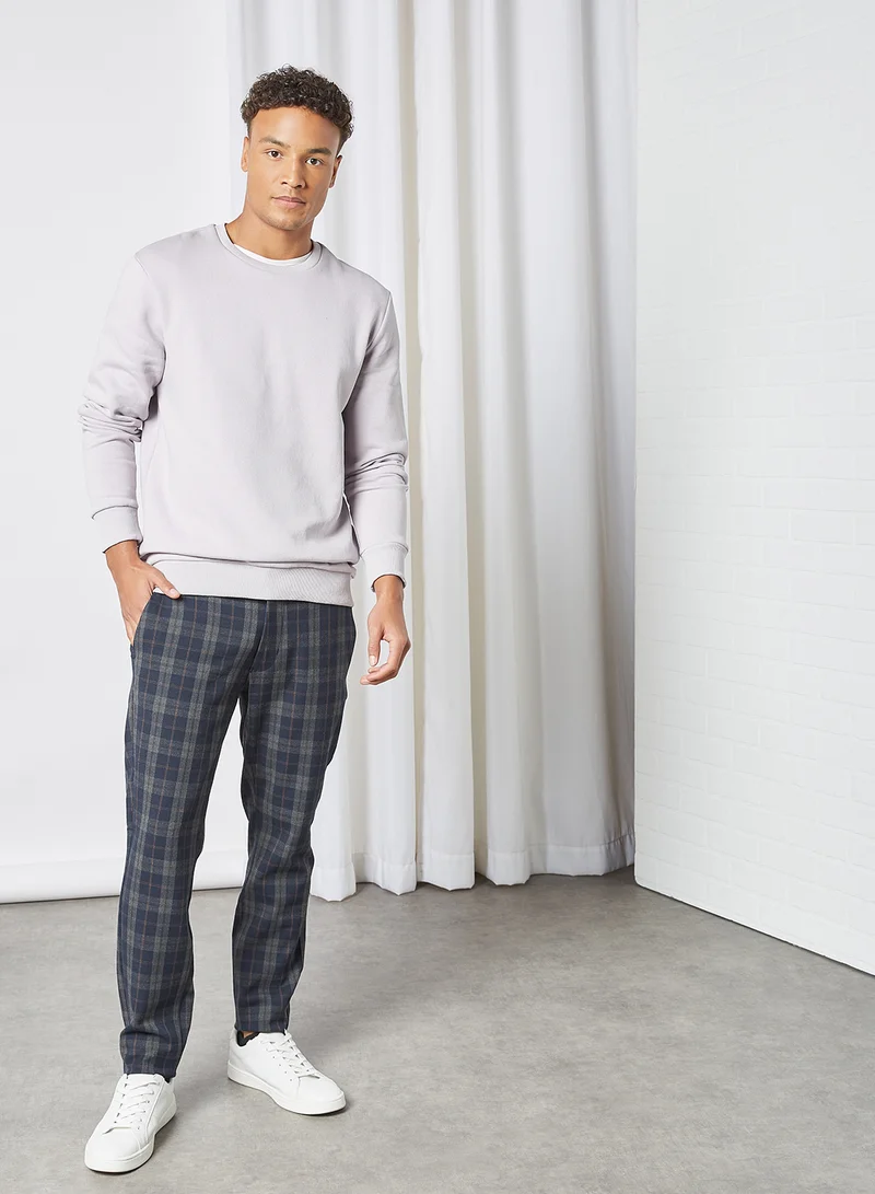 Only & Sons Checked Pants Dark Navy
