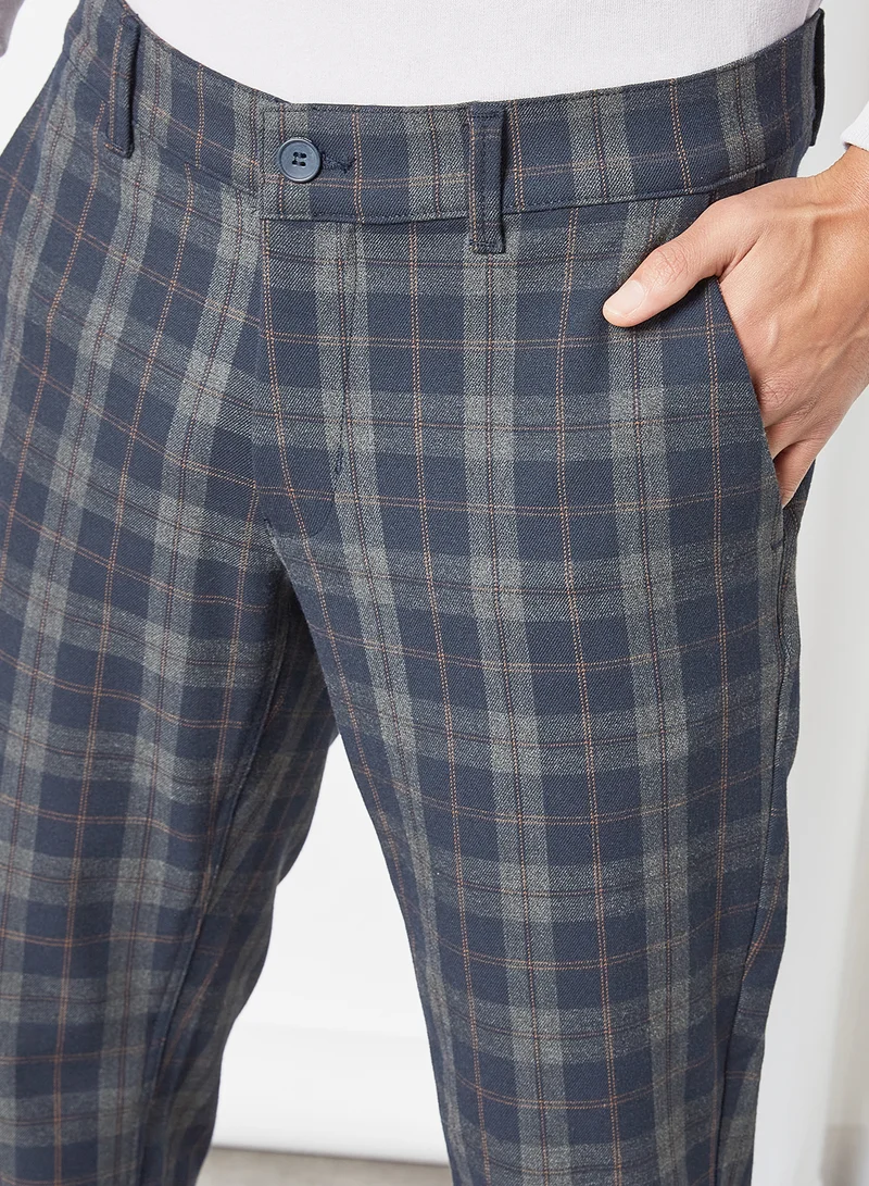 Only & Sons Checked Pants Dark Navy