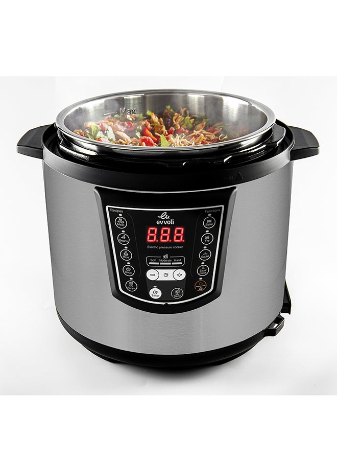 9-in-1 Multi-Use Programmable Pressure Cooker Digital LED Display With 2 Years Warranty 6 L 1000 W EVKA-PC6009B Black/Silver 