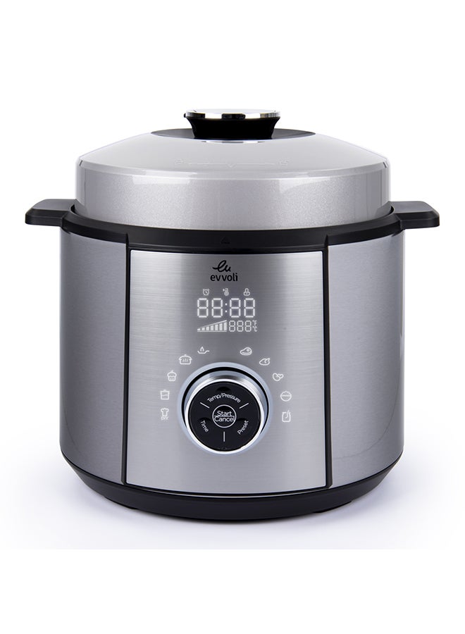 evvoli - 10 In 1 Multi-Use Programmable Pressure Cooker 10 Cook Settings With 15 Smart Safety Protection Modules 5.5 L 1100.0 W EVKA-PC6010S Silver/Black - Image 1