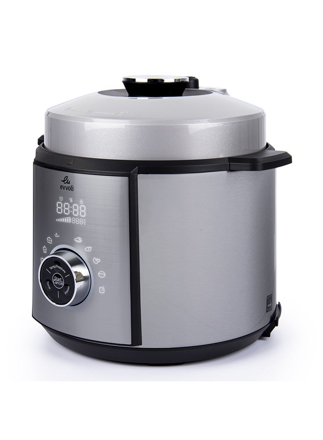 evvoli - 10 In 1 Multi-Use Programmable Pressure Cooker 10 Cook Settings With 15 Smart Safety Protection Modules 5.5 L 1100.0 W EVKA-PC6010S Silver/Black - Image 1