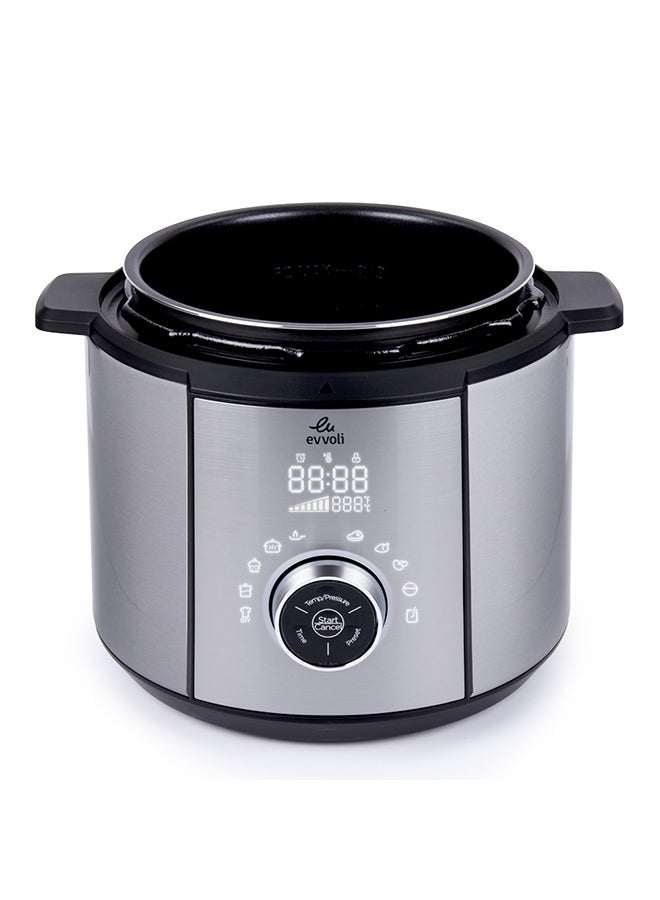 evvoli - 10 In 1 Multi-Use Programmable Pressure Cooker 10 Cook Settings With 15 Smart Safety Protection Modules 5.5 L 1100.0 W EVKA-PC6010S Silver/Black - Image 1