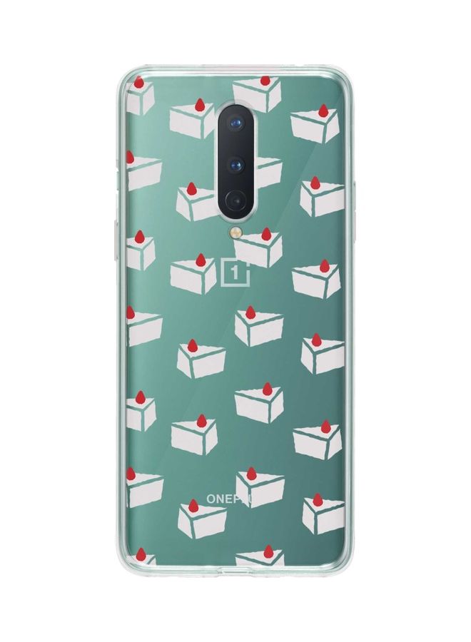 ستايلايزد غطاء حماية كلاسيك بطبعة قطعة كيك لهاتف ون بلس 8 شفاف/أبيض - Image 1